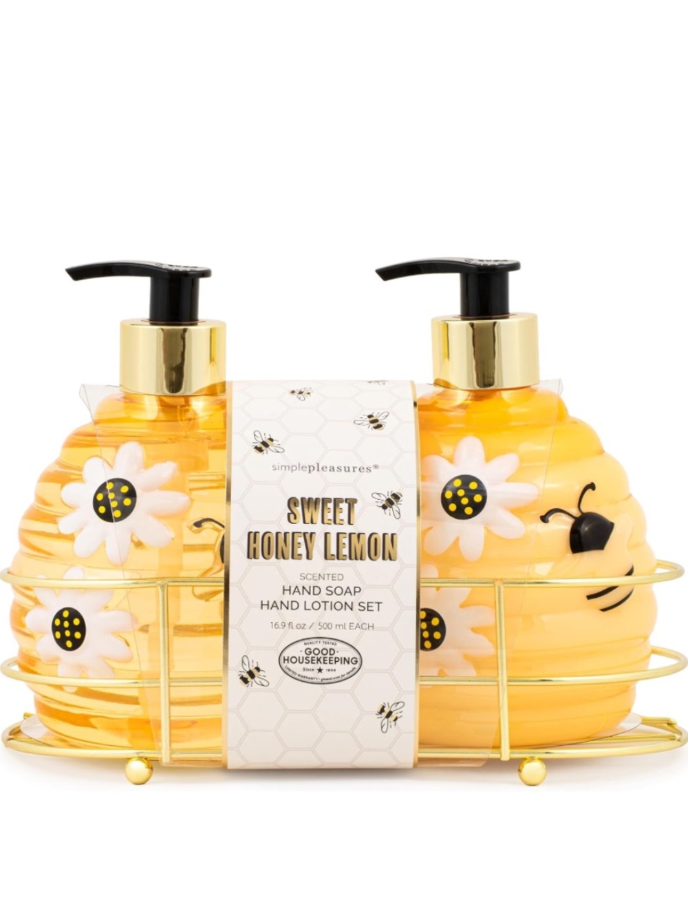 SIMPLE PLEASURES Beehive Honey Lemon Hand Soap & Lotion Dispenser Set